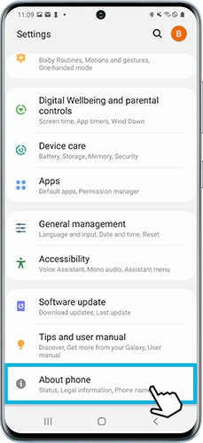 How to go to About phone
