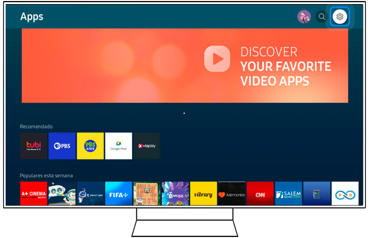 Pantalla principal de las aplicaciones del Smart TV