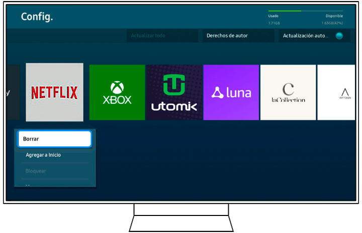 Borrar aplicación del Smart TV