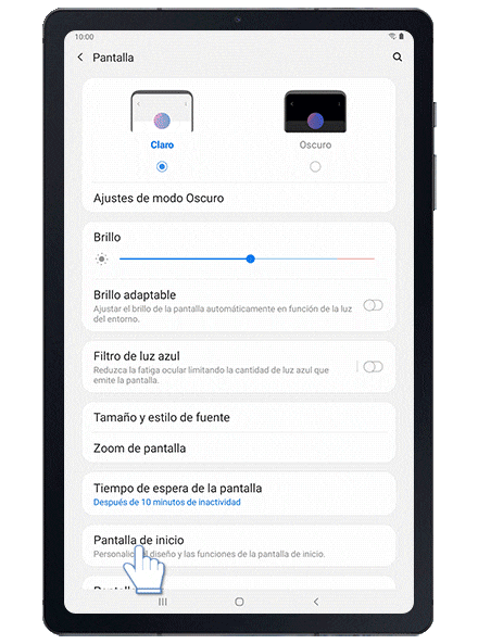 Configuración de la cuadrícula de la pantalla inicial