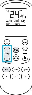 Imagen guía de como configurar la temperatura.