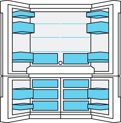 Imagen ilustrativa de los compartimientos de un  nevecon.