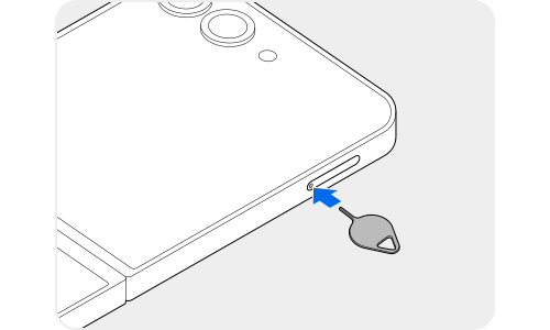 Insertar el pasador de expulsión de la bandeja para SIM simple