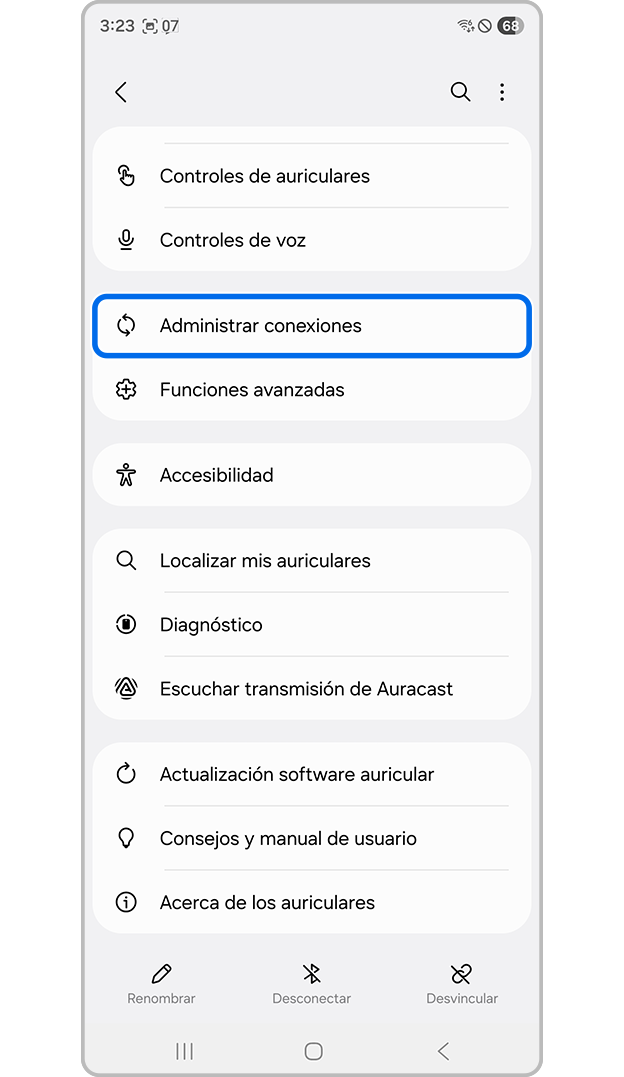 Desplázate por el menú