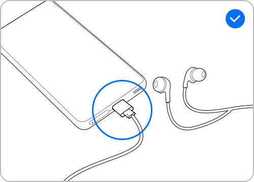 Toma de auriculares completamente insertada