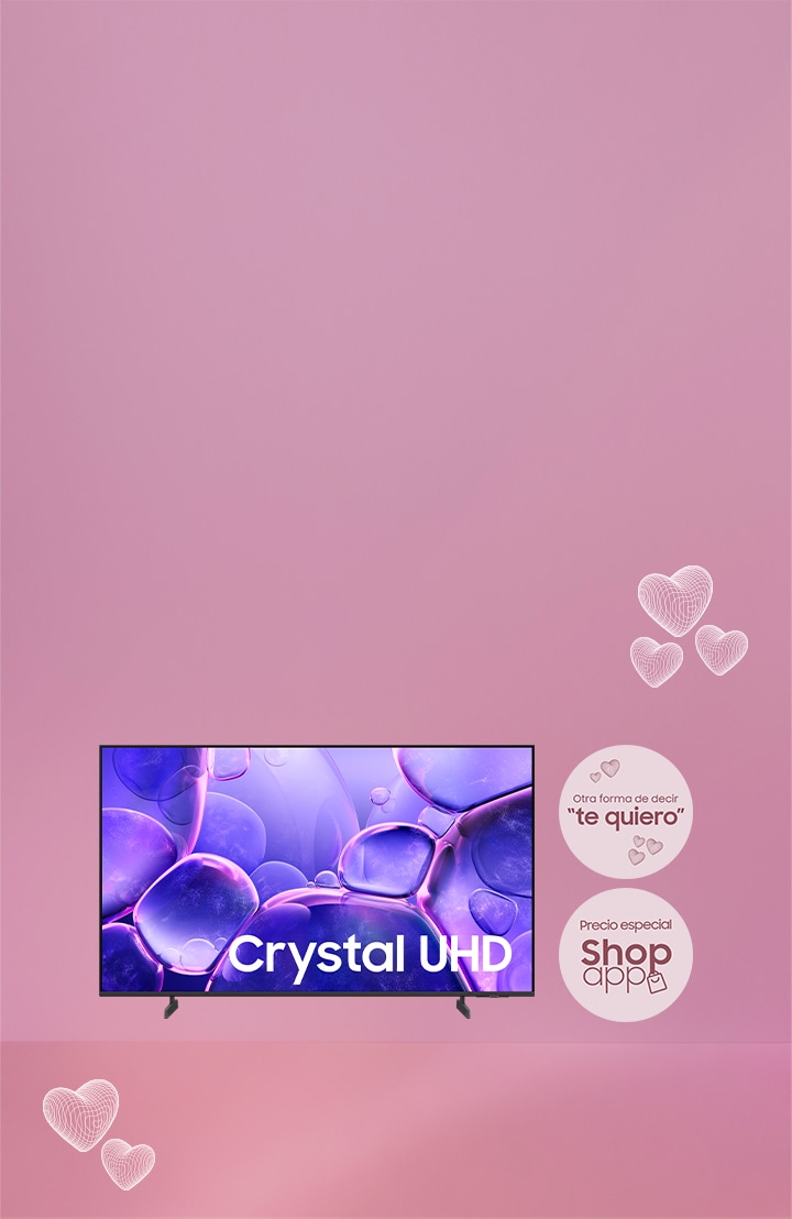 Imagen de Smart TV Crystal UHD 4K de 65” en posición frontal. Con 0% interés pagando a 3, 6 o 12 cuotas con bancos aliados.