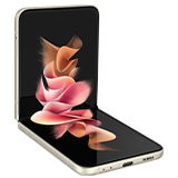 Složený Galaxy Z Flip3 5G v režimu Flex s barevnou tapetou na hlavní obrazovce.