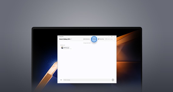 Front view of tablet shows the Samsung Flow app screen. The clipboard icon is shown at the top right of the app screen.