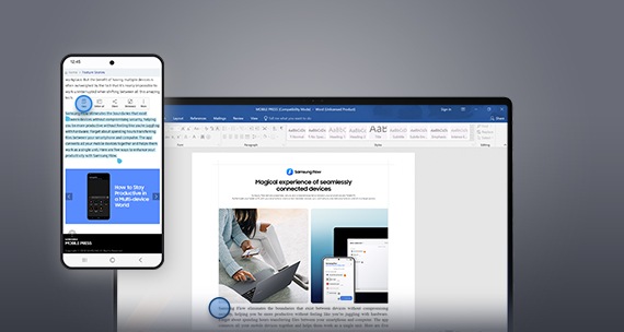 Text is copied from smartphone and pasted into a Word document on tablet.