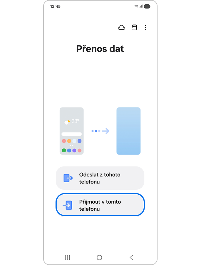 Příjem dat pomocí kabelu USB
