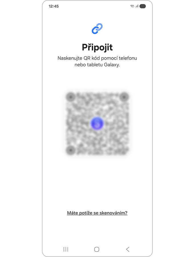 Skenování QR kódu z nového zařízení