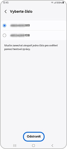 Vyber číslo, které chceš odebrat, a klepni na Odstranit