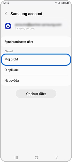 Můj profil vybraný v nastavení Samsung účtu