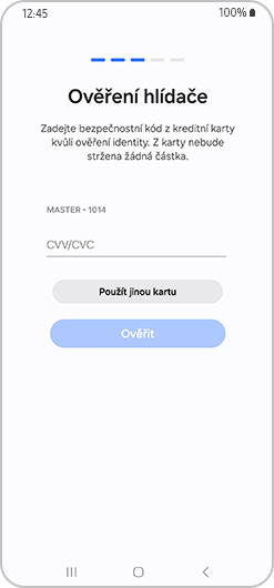 Obrazovka ověření opatrovníka.