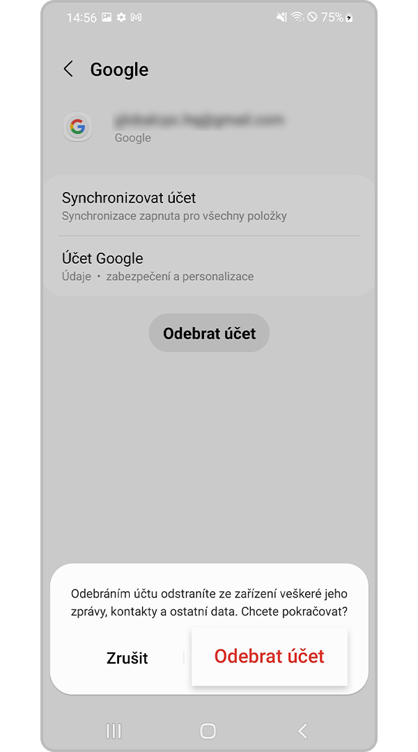 Potvrďte a odeberte účet