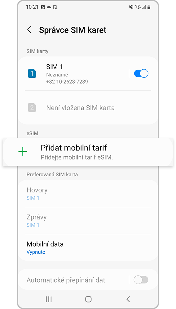 aktivace eSIM krok 3