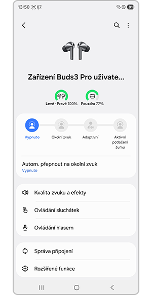 Nastavení sluchátek