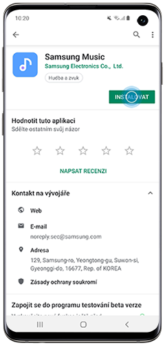 Klikněta na Instalovat
