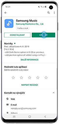 Klepnutím na Otevřít spusťte aplikaci