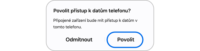Klepnutím na tlačítko Povolit umožníte přístup k datům telefonu