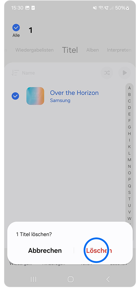 Löschen wird bestätigt.
