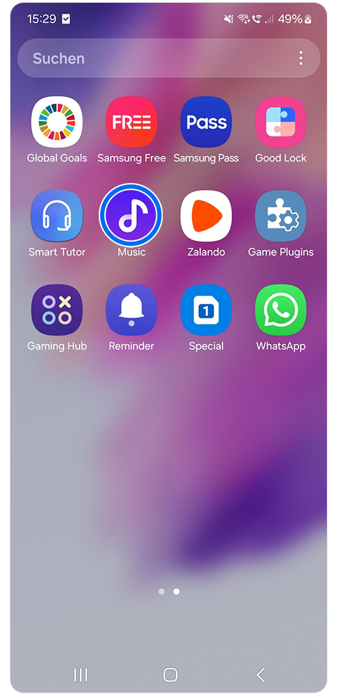 Musik App wird auf dem App Bildschirm geöffnet.