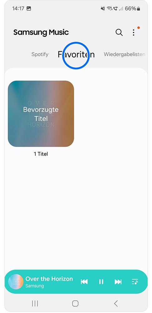 Favoriten wird geöffnet, mit den bevorzugten Titeln.