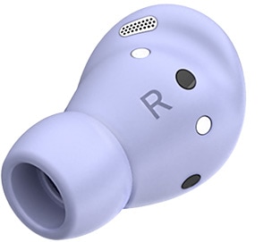 Дясна слушалка на Galaxy Buds Pro в загадъчно лилаво с малък накрайник за уши.