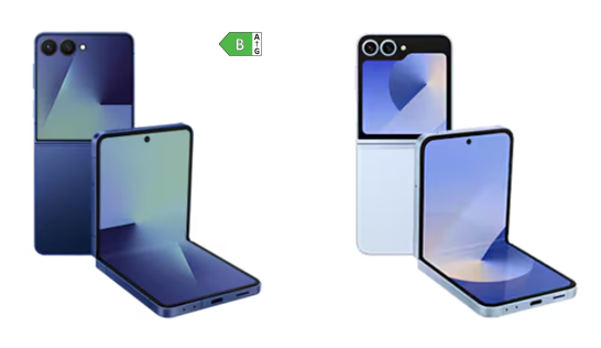 Samsung Galaxy Z Flip7 und Z Flip6 nebeneinander platziert