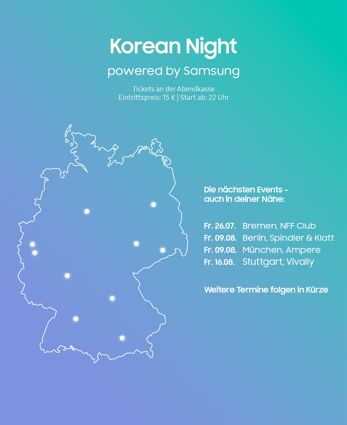Übersicht der Korean Night Tourdaten