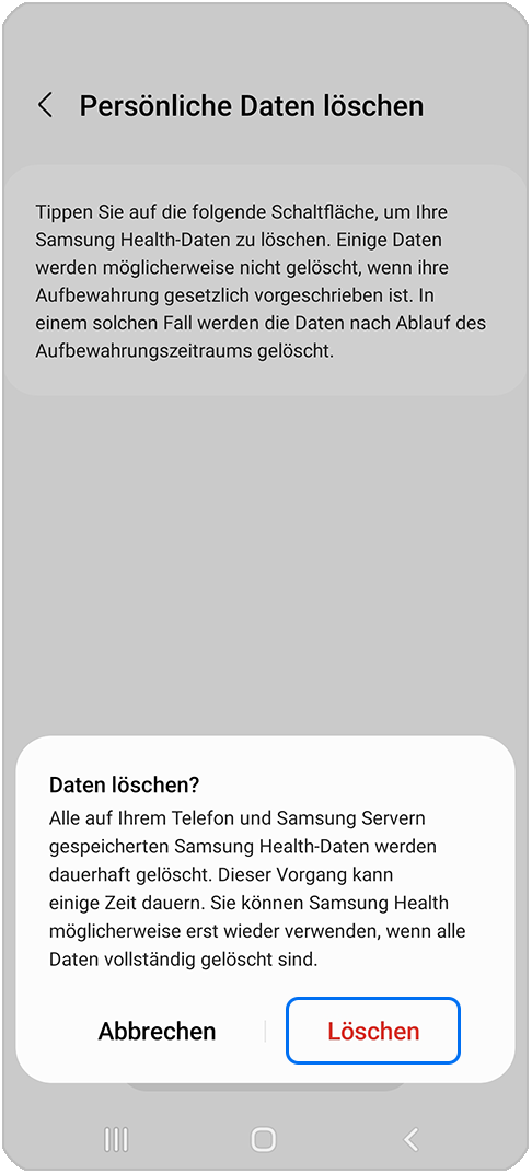 Samsung Health Gesundheitsdaten löschen