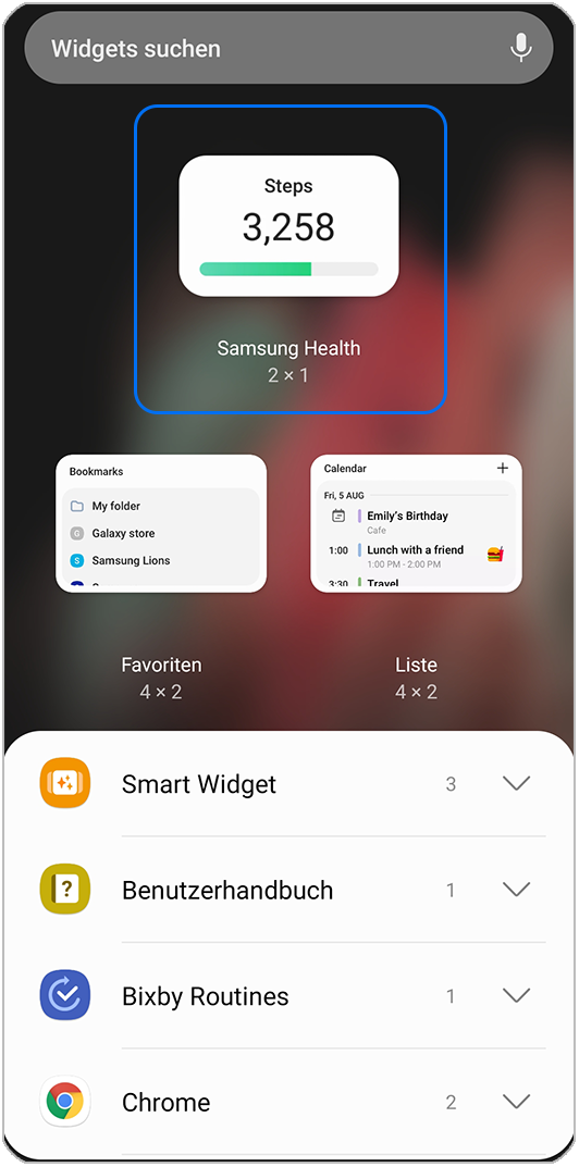 Galaxy S21 Ultra 5G Widget auswählen