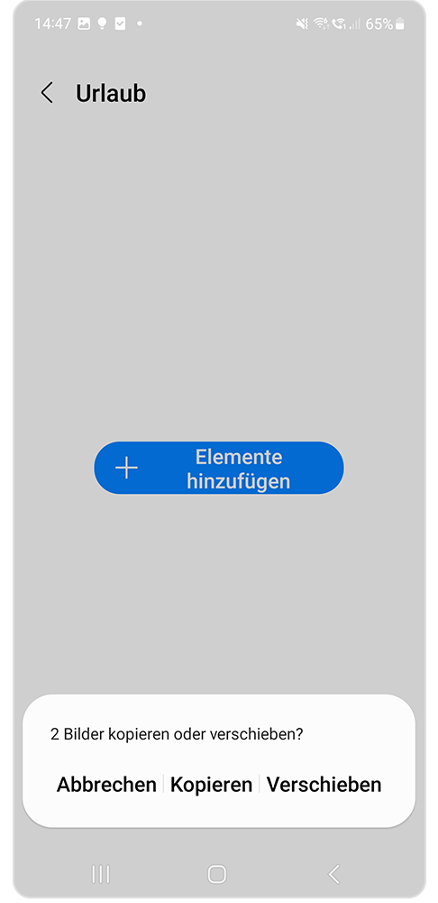Bilder ins Album kopieren oder verschieben.