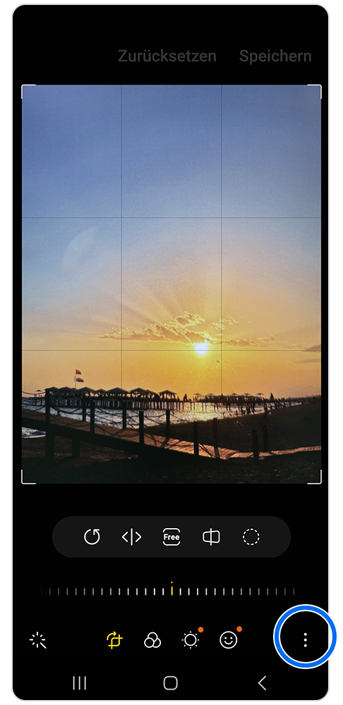 Bild in dem die Weiteren Optionen hervorgehoben sind.