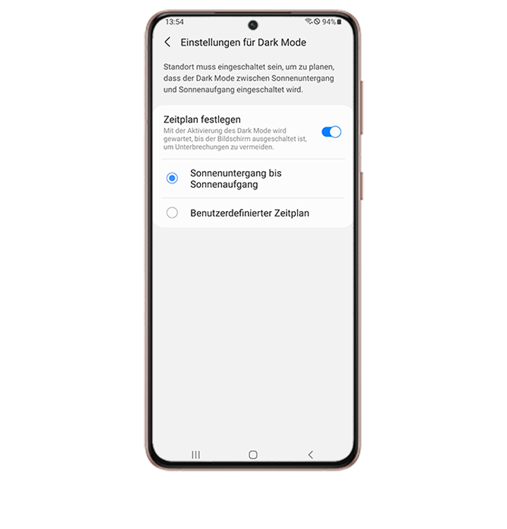 Galaxy S21 5G Dark Mode Zeitplan aktiviert