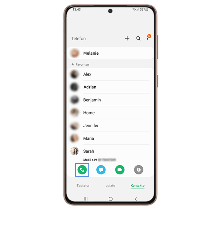 Kontakte des S21 5G anrufen