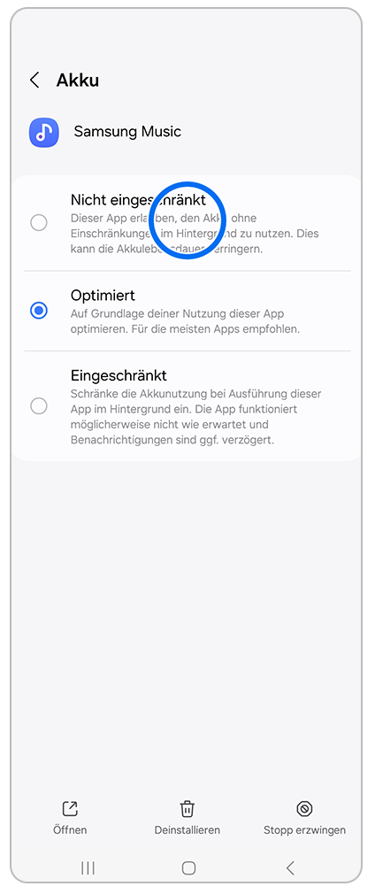 Akku Auswahl nicht eingeschränkt