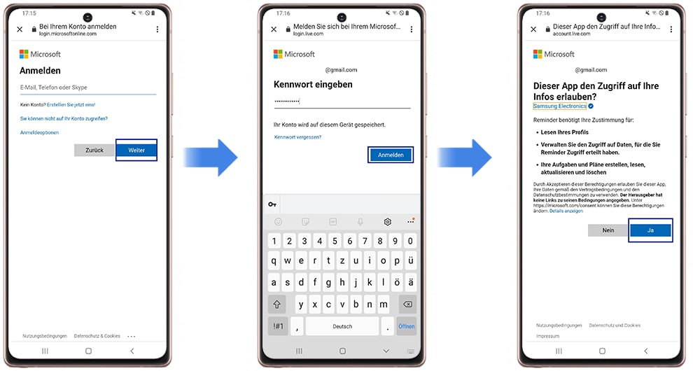Microsoft To Do mit der Reminder-App verknüpfen Microsoft Konto verknüpfen