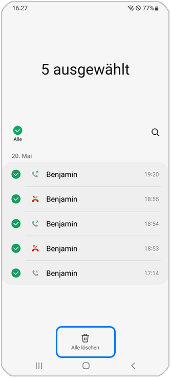 Alle löschen bestätigen