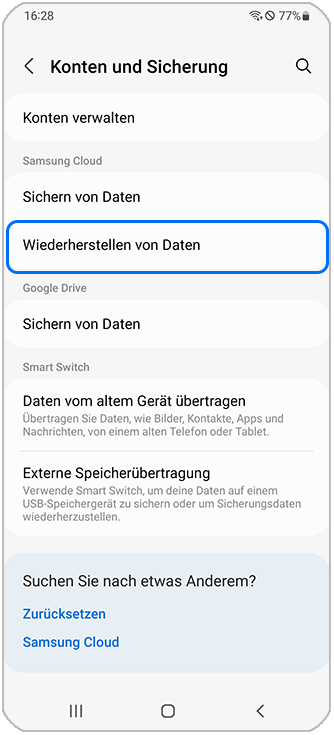 Daten wiederherstellen wählen