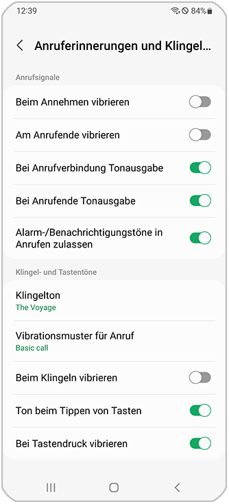 Klingelton eingerichtet