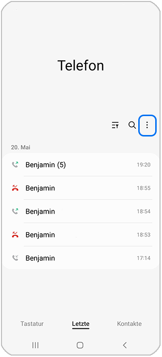 Tippe auf Weitere Optionen