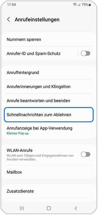Tippe auf Schnellnachrichten zum Ablehnen