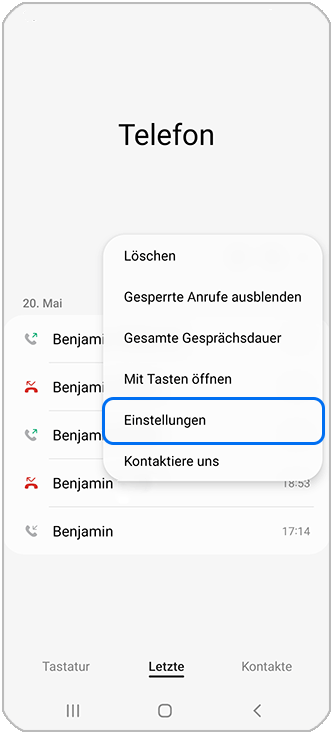 Einstellungen wählen