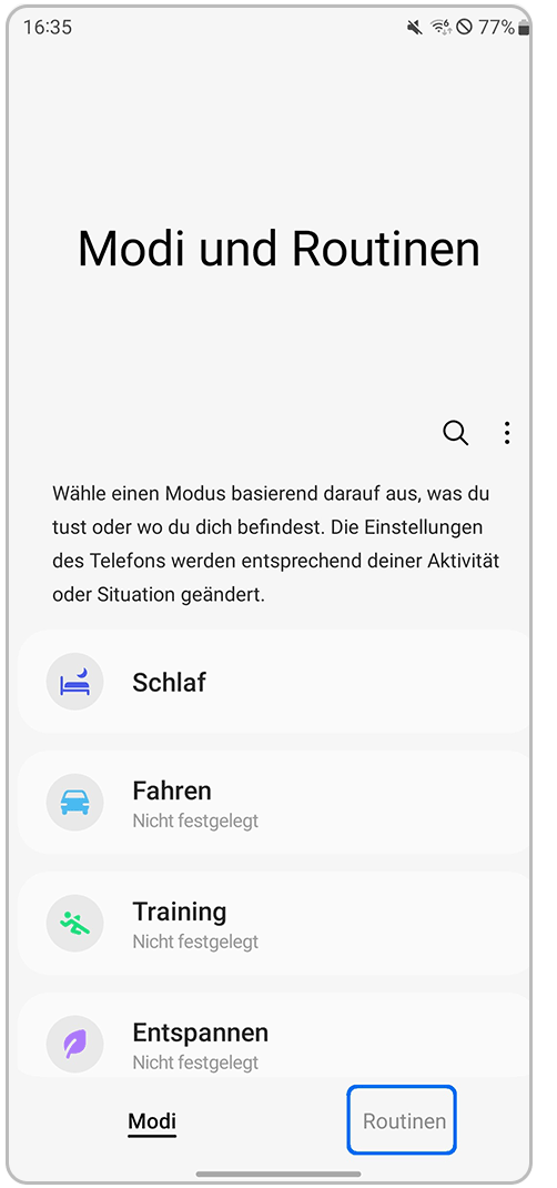 Galaxy Smartphone Modi und Routinen