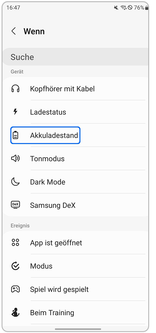 Galaxy Smartphone Wenn Routinen