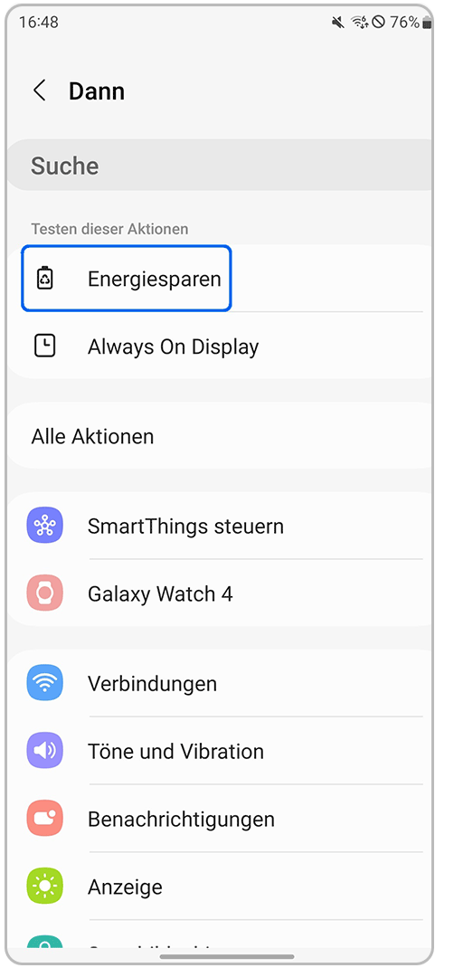Galaxy Smartphone Dann Routine Energiesparen
