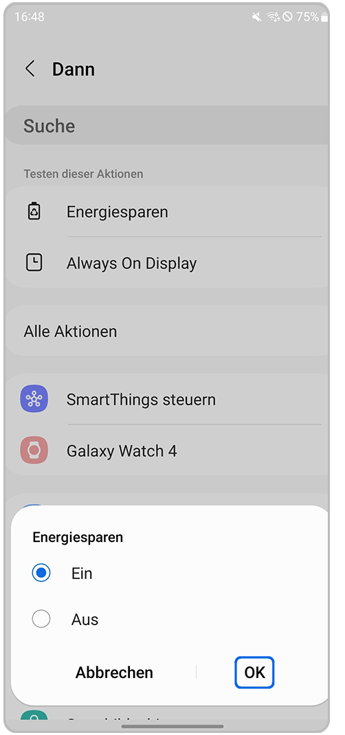 Galaxy Smartphone Routinen Energiesparen