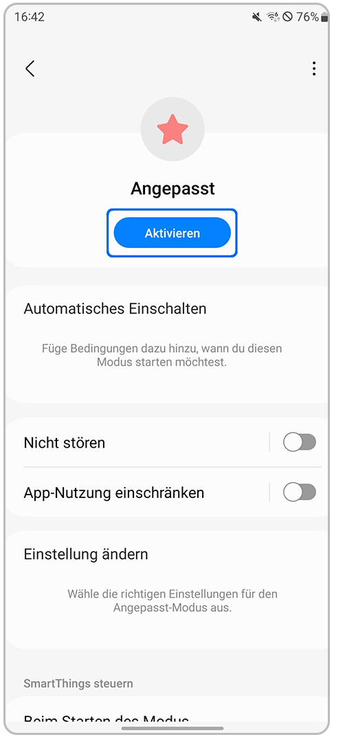 Galaxy Smartphone Eigener Modus aktivieren