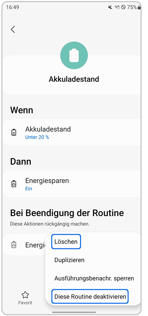 Galaxy Smartphone Routine Löschen / Deaktivieren